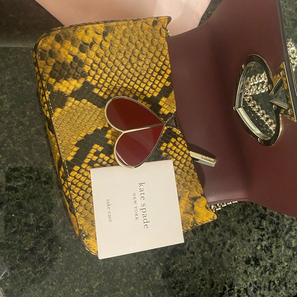 Kate Spade Yellow Clutch with Exotic Snakeskin Pattern